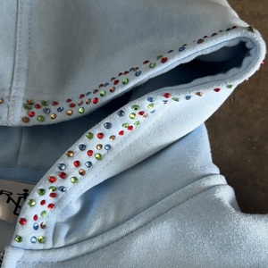 เสื้อฮู้ดซิปสีฟ้าอ่อนประดับเพชรเทียมสำหรับผู้หญิงผู้ชาย ทรงโอเวอร์ไซส์ พิมพ์ลายกราฟิก ผ้าฟลีซ เสื้อฮู้ดสตรีทแวร์ ผ้าฝ้าย - Product Image 3