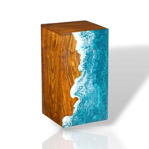 Urna Funeraria Artesanal de Madera de Palisandro con Diseño Marino en Resina - Product Image 1