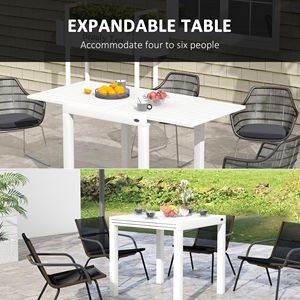 Tavolo da Patio Bianco Leggero ed Espandibile per 4-6 Persone, Moderno Tavolo da Pranzo per Esterni su Giardino, Prato, Balcone, Terrazza con Telaio in Alluminio - Product Image 4