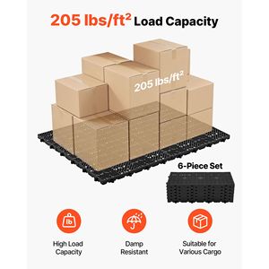 Set di 6 Pallet in Plastica Leggeri e Impermeabili, Impilabili per Stoccaggio in Seminterrato, Griglia Traspirante per Uso in Magazzino - Product Image 2