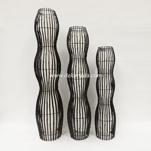 Handmade Bamboo Floor Lamp Set Black Color Eco Friendly <b>Standing</b> Light for Living Room Bedroom Hotel Interior Decor - Product Image 3