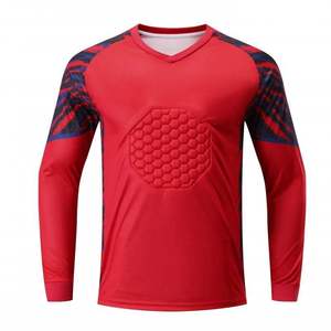 Men Long Sleeve Soccer Goalkeeper Jersey V-<b>neck</b> <b>Padded</b> Geometric Print Polyester Regular Fit Adult All Seasons - Product Image 6