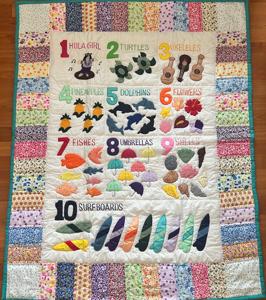 <b>Handmade</b> Designer Embroidered SOLID Multicolor Fruits And Number Pattern Work Hawaiian <b>Quilts</b> 100% Cotton <b>Quilt</b> For Decor - Product Image 4