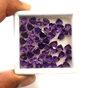 Natural <b>Amethyst</b> 4mm Trillion Cut Faceted Gemstones Purple <b>Amethyst</b> Loose Stone For Jewelry Making Wholesale Price Bulk Supply - Product Image 3