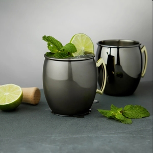Taza Moscow Mule Negra Color Gunmetal con Asa Dorada, Revestimiento de Acero Inoxidable, Vajilla para Cócteles, Fabricante Mayorista, Taza Personalizada S - Product Image 2