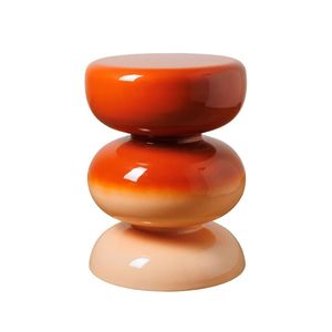 Table basse empilable en métal moderne et minimaliste, table d'appoint émaillée orange brillante, mobilier de luxe pour salon, vente en gros - Product Image 1