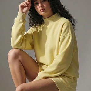 Custom Women's Mock Neck Pullover Sweatshirt Winter Polyester/Cotton <b>Blend</b> Oversized Long Sleeve Fleece Front Wholesale - Product Image 2