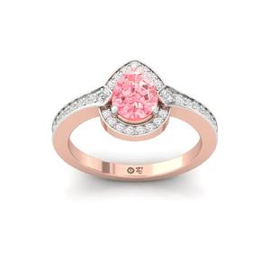 Anillo Solitario de Diamante Cultivado en Laboratorio con Corte Pera Redondo de Color Celestial, Chapado en Oro de 10K, Anillo de Compromiso y Boda de Lujo para Mujer - Product Image 4