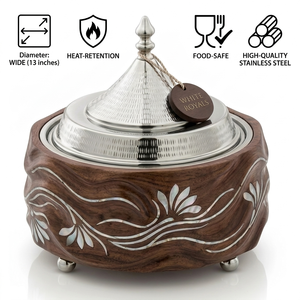 Modern Stainless Steel Casserole Dish Stainless Steel <b>Lid</b> Insulated Hot <b>Pot</b> Food Warmer Non-Stick Exterior for Ramadan Majlis - Product Image 4