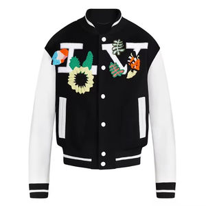 Blouson Bomber Respirant pour Homme OEM avec Broderie Chenille et Manches en Cuir – Veste de Basketball Tendance Personnalisée pour Équipe Américaine OEM - Product Image 1