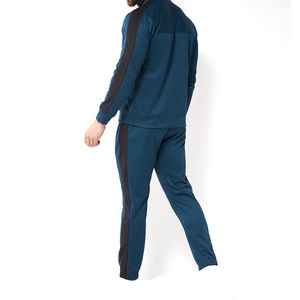 Ensemble de survêtement bleu pour homme 2026 – Veste zippée intégrale avec poches latérales, couleur unie, décontracté, pour l'automne, en polyester et coton respirant - Product Image 3