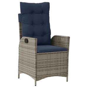Gray Poly <b>Rattan</b> <b>Reclining</b> Patio <b>Chair</b> with Cushions - Product Image 2