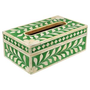 Indian Artisan <b>Crafted</b> Eco-Friendly Handmade Bone Inlay Square Tissue Box Traditional Design for Living Room Office Decor - Product Image 2
