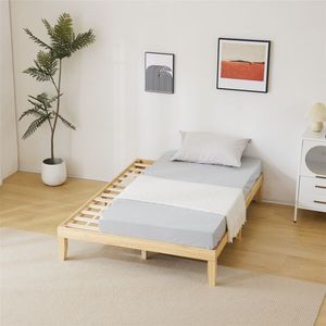 Solid Wood Basic Bed Frame Full Size 197.2*136*30.5cm Natural Color Wooden Bed - Product Image 3