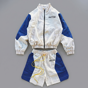 Custom Design Hooded Casual Lapel Zip-Up Cotton Jacket and Shorts <b>Set</b> Jogging Tracksuit for Men Windbreaker Shorts - Product Image 1