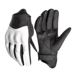 Guantes de Motocicleta de Alta Calidad para Adultos, Negros y Blancos, de Cuero, Antideslizantes, para Conducir en la Calle, Guantes de Seguridad para Motocicleta - Product Image 1