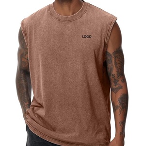 Men's Sleeveless Tank Top Cotton <b>Knitted</b> Muscle Shirt Side Slit Bottom Hem Casual Gym Wear - Product Image 6