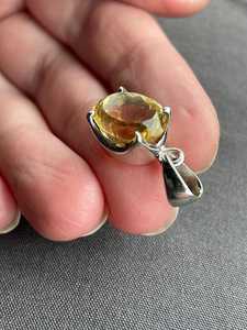 Colgante de Citrino Facetado Genuino, Plata de Ley 925, Engaste de Tensión, Citrino Amarillo Creado en Laboratorio, Chapado en Oro Vintage, Joyería para Mujer - Product Image 3