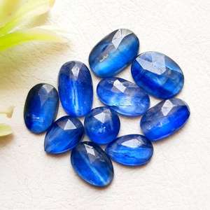พลอยไคยาไนต์สีน้ำเงินทรงโรสคัท คัดสรรพิเศษ 10 ชิ้น ชุดพลอยไคยาไนต์สีน้ำเงินธรรมชาติแบบหลังแบน สำหรับทำเครื่องประดับ DIY - Product Image 6
