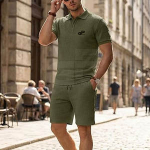 Conjunto de pantalones cortos de verano para hombre, conjunto transpirable, flexible y cómodo para gimnasio, correr, hacer ejercicio y uso informal - Product Image 3