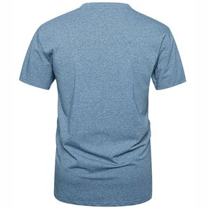 Camiseta de Algodón para Hombre, Cuello Redondo, Manga Corta, Color Azul Sólido, Corte Regular, Informal, Tejido de Punto, Transpirable, Diseño Liso Teñido, Personalizable - Product Image 2