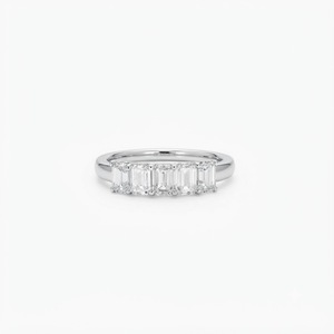 Anillo de Oro Sólido 10K 14K 18K al por Mayor con Esmeralda Elegante y Diamantes Cultivados en Laboratorio, Anillo de Cinco Piedras con Certificado IGI, Joyería con Engaste de Garras - Product Image 5