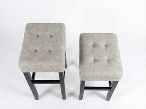 Ensemble de 2 tabourets de bar et de comptoir en cuir PU, ensemble de tabourets capitonnés en cuir PU, ensemble de tabourets rembourrés en PU avec structure en bois massif, hauteur bar et comptoir - Product Image 2