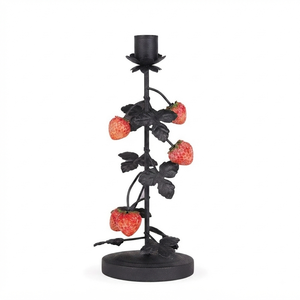 Support de bougie en fer en forme de pommier avec pommes rouges et feuilles vertes, en laiton, parfait pour la décoration de la maison, des fêtes et de Pâques - Product Image 2