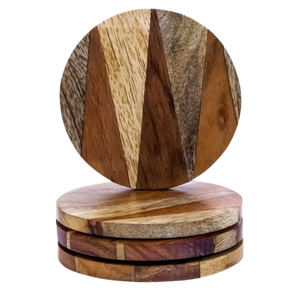 2025 ensemble de sous-verres à café Design de luxe accessoires de décoration de Table en pierre de bois les plus vendus 4 sous-verres en bois de luxe au prix de gros - Product Image 4