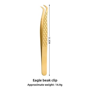 Pinzas de Precisión Doradas con Patrón de Red para Extensión de Cejas, Rectas, de Acero Inoxidable, Profesionales, para Belleza, Pestañas y Cejas - Product Image 1