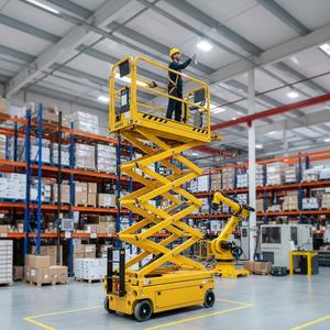 Plataforma Elevadora de Tijera Autopropulsada Diésel de Acero, 4-22m, Plataforma Antideslizante, Capacidad de 1000kg, Plataforma de Trabajo Aérea para Fachadas de Edificios - Product Image 2