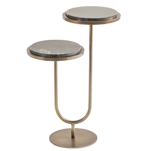 Artisian Modern Brass Circular Tray Side <b>Table</b> with Handle Portable Round End <b>C</b> Shaped <b>Table</b> for Living Room - Product Image 6