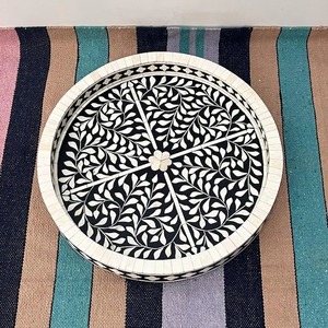 Handmade Eco Friendly Durable Black Resin Tray with Natural White <b>Flower</b> Stylish Organizer for Jewelry Perfume & Home Decor - Product Image 1