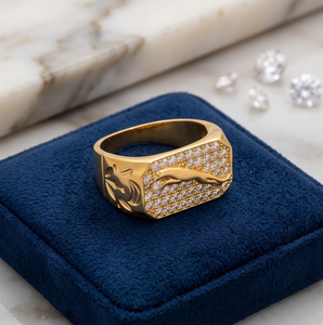 DIVYORO <b>SOVEREIGN</b> PANTHER Men's Classic Gold Plated Copper & Brass <b>Ring</b> for Festive Occasions - Product Image 2