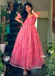 AARYA 2026 Vestido Largo Informal de Verano, Estampado, Holgado, Estilo Occidental, para Mujer, Talla Grande, Cuello en V, Tela de Organza - Product Image 5