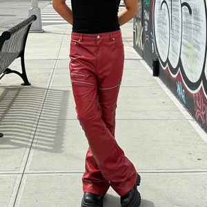 Custom Wholesale Vintage Waxed Jeans Men Bell Bottom Streetwear Denim Jeans Skinny Slim Fit <b>Red</b> <b>Flared</b> Jeans For Men - Product Image 1