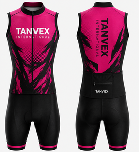 Ensemble de cyclisme écologique TANVEX International, maillot sans manches unisexe, short rembourré, ensemble en polyester respirant, taille adulte - Product Image 1