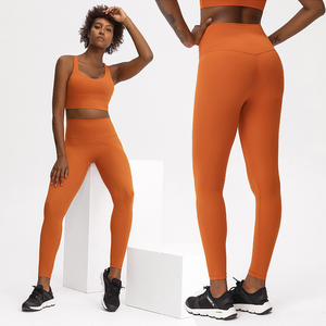 OEM Women's 10-Piece Yoga Set Full Length <b>Leggings</b> <b>Flare</b> Pants Polyester/Cotton Breathable Sustainable Knitted V-Shaped Waist - Product Image 2