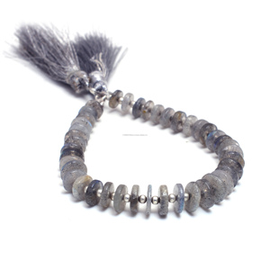 Handmade Premium Natural Gray <b>Labradorite</b> Smooth Tire Shape Gemstone Beads Strand 6 Inch 7mm-9mm Third Party Certified Jewelry - Product Image 3