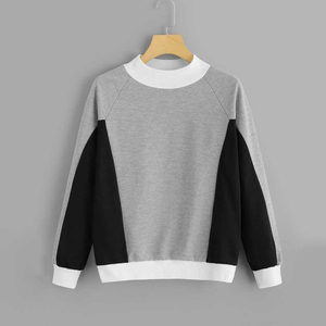 Custom <b>Men</b> Colorblock Sweatshirt Mock Neck Long Sleeve <b>Pullover</b> Grey Black Contrast Loose Casual Winter Sweater Wholesale OEM - Product Image 1