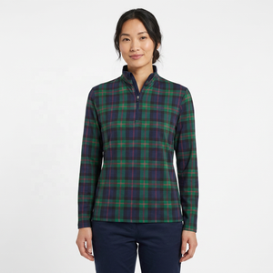 Unisex Plaid Quarter <b>Zip</b> Long Sleeve <b>Shirt</b> Oversized Fit O-Neck Casual Autumn Wear 100% Cotton - Product Image 6