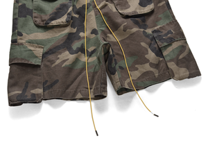 Shorts cargo en jean camouflage pour homme, taille mi-haute, cordon de serrage, taille élastique, plusieurs poches, style utilitaire hiver, coton respirant - Product Image 4