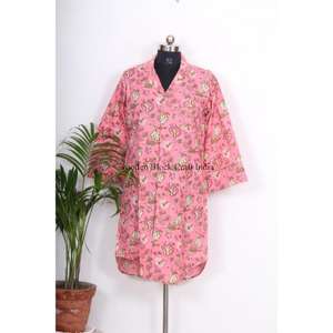 Robe Bohème en Coton pour Femme, Imprimé Floral, Chemise Décontractée avec Boutons, Grande Taille, Vêtement Quotidien Tendance - Product Image 3