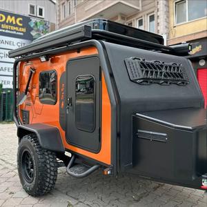 Compact Travel Trailer Camper Car Trailer Off Road Utility Trailer with Solar Shower Roof Rack <b>Ladder</b> Travel trailer - Product Image 6