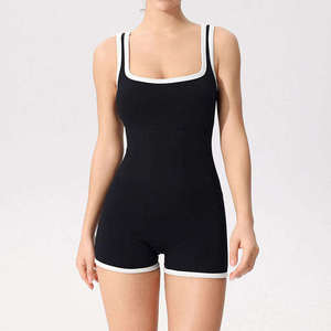Custom Unisex Shock Absorbing Sports Vest Bodysuit High Stretch Ribbed Yoga Jumpsuit 100% Polyester Quick Dry Fitness Training - Product Image 1