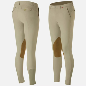 Women Training Equestrian Jodhpurs High Rise <b>Slim</b> Fit Breathable Solid Color with Leather Knee <b>Patch</b> for Riding - Product Image 1