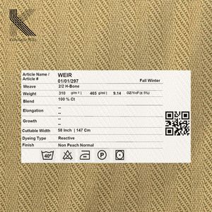 ผ้าคอตตอนลายก้างปลา 310 GSM 2/2 ทวิล ผ้าสำหรับกางเกงขายาว ผ้าคุณภาพพรีเมียมสำหรับเสื้อผ้าบุรุษ ผู้จำหน่ายส่ง - Product Image 3