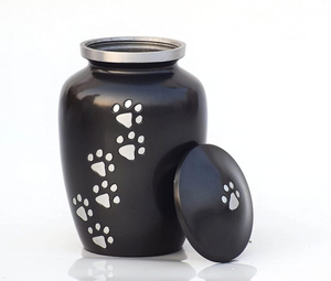 Black Aluminum Pet Cremation <b>Urn</b> Paw Print Keepsake Memorial Crematory <b>Urn</b> for Dogs and <b>Cats</b> - Product Image 2