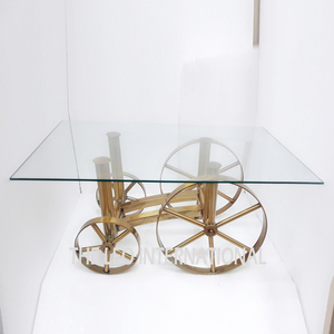 Vintage Tree Shape Casted Metal Home Decorative Coffee <b>Table</b> <b>Brown</b> Finished With Glass Top Round Supplies - Product Image 5