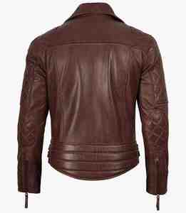 Veste en cuir marron vintage pour homme, style motard, coupe ajustée, design moto vintage, qualité supérieure - Product Image 4